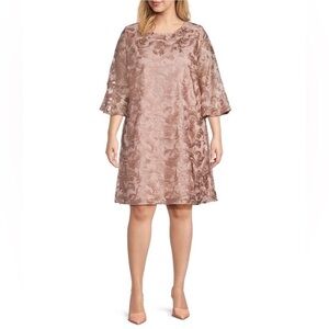 Caroline Rose NWT Bella Soirée Lace Rose Quartz A-Line Midi-Dress Size Small
